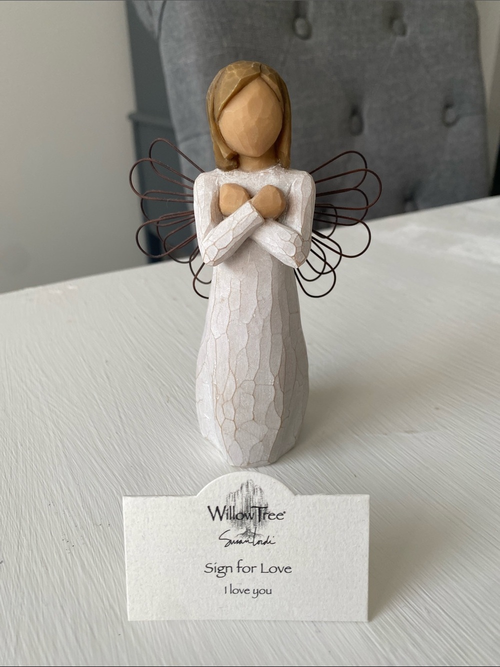 Willow Tree Angel "Sign for Love" Figurine with Crossed Arms, I Love You